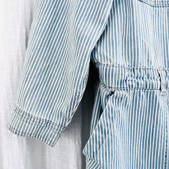 NWT Old Navy Cami Blue & White Railroad Stripe 100% Cotton Jean Jumpsuit Plus 3X - Picture 6 of 14